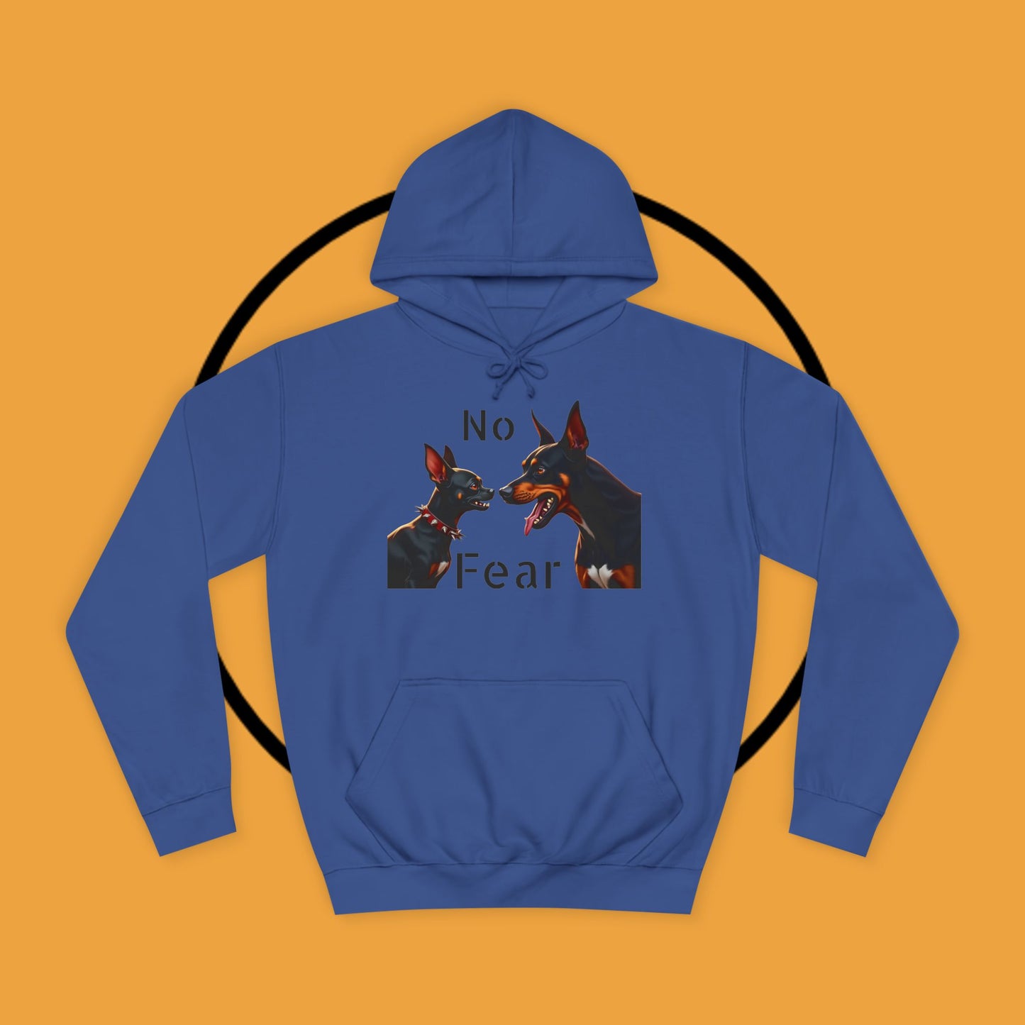 "Fearless Chihuahua vs Doberman Hoodie | Small Dog Big Attitude | David Goliath Pet Art | Brave Little Dog Gift"