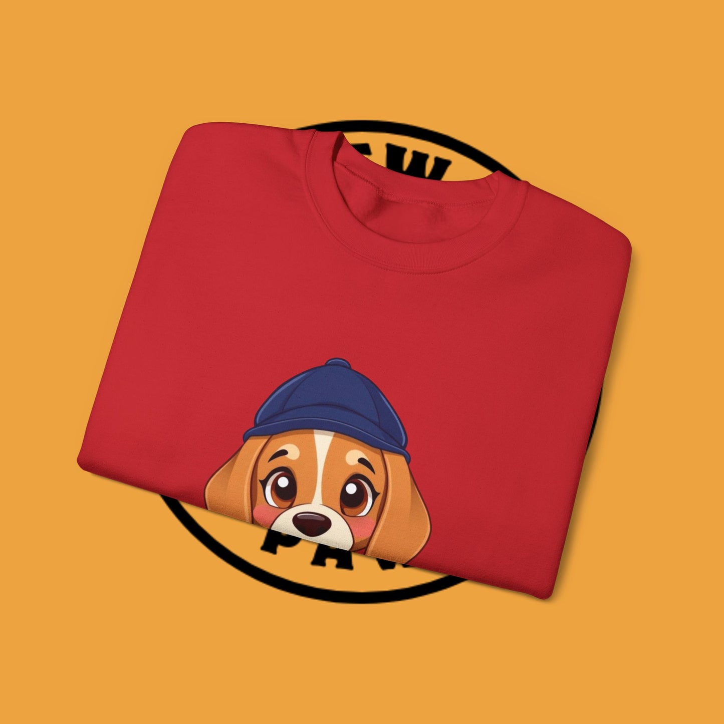 Beagle Puppy Crewneck Sweatshirt with Hat - Adorable Kawaii Dog Design