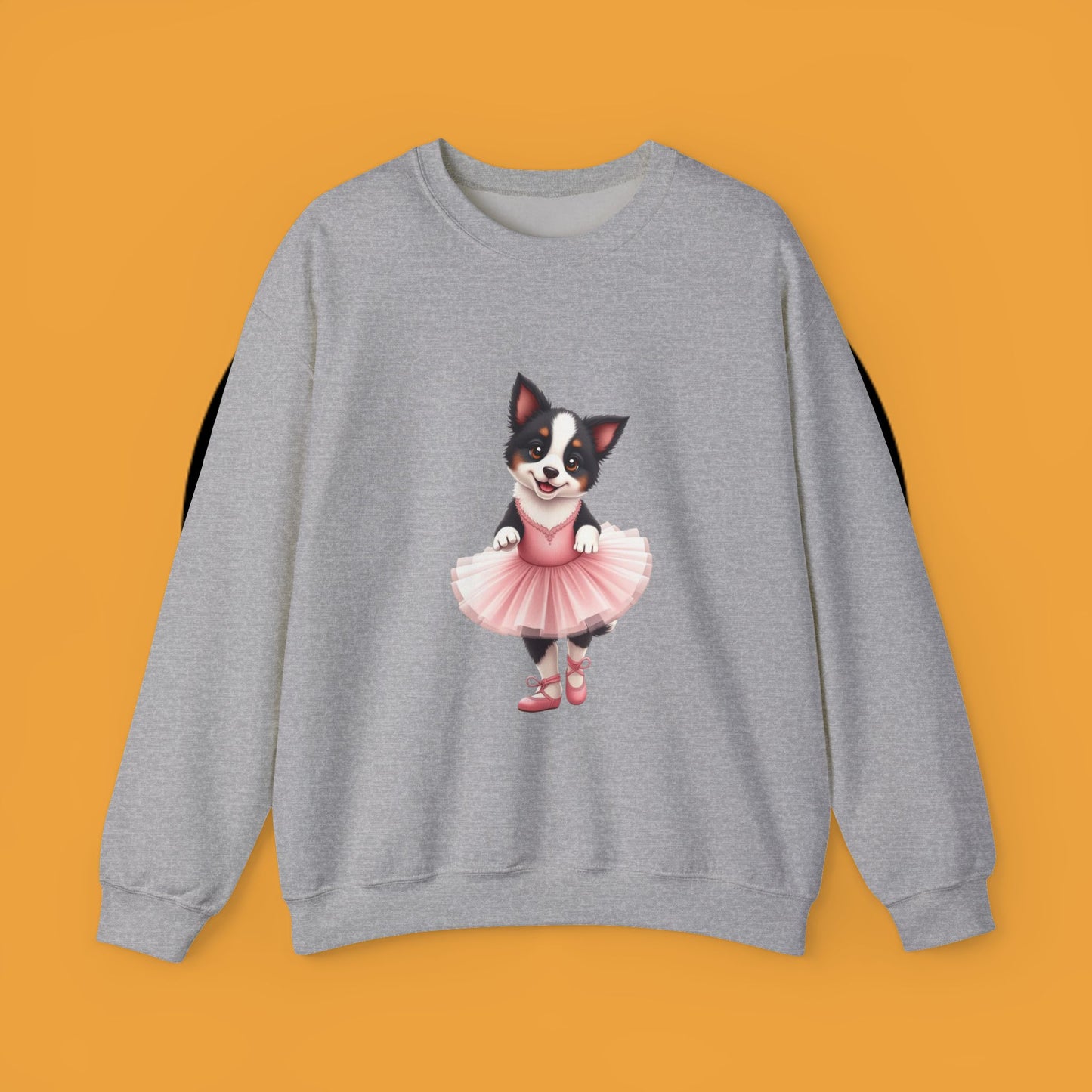 Cute Ballet Dog Crewneck Sweatshirt - Dancing Puppy in Pink Tutu Design | Kawaii Animal Lover Gift