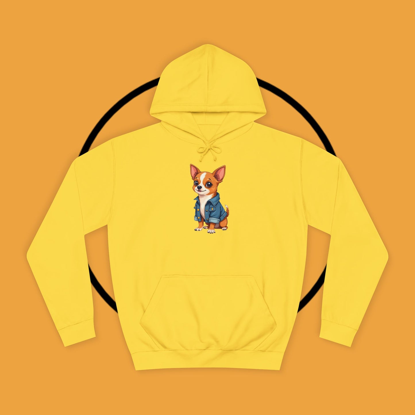 "Adorable Chihuahua in Denim Jacket Hoodie | Cute Dog Lover Gift | Premium Pet Fashion Streetwear"