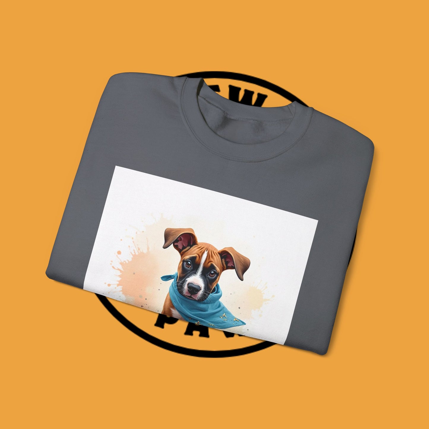 Watercolor Puppy Bandana Crewneck Sweatshirt - Artistic Dog Portrait - Unique Pet Lover Gift