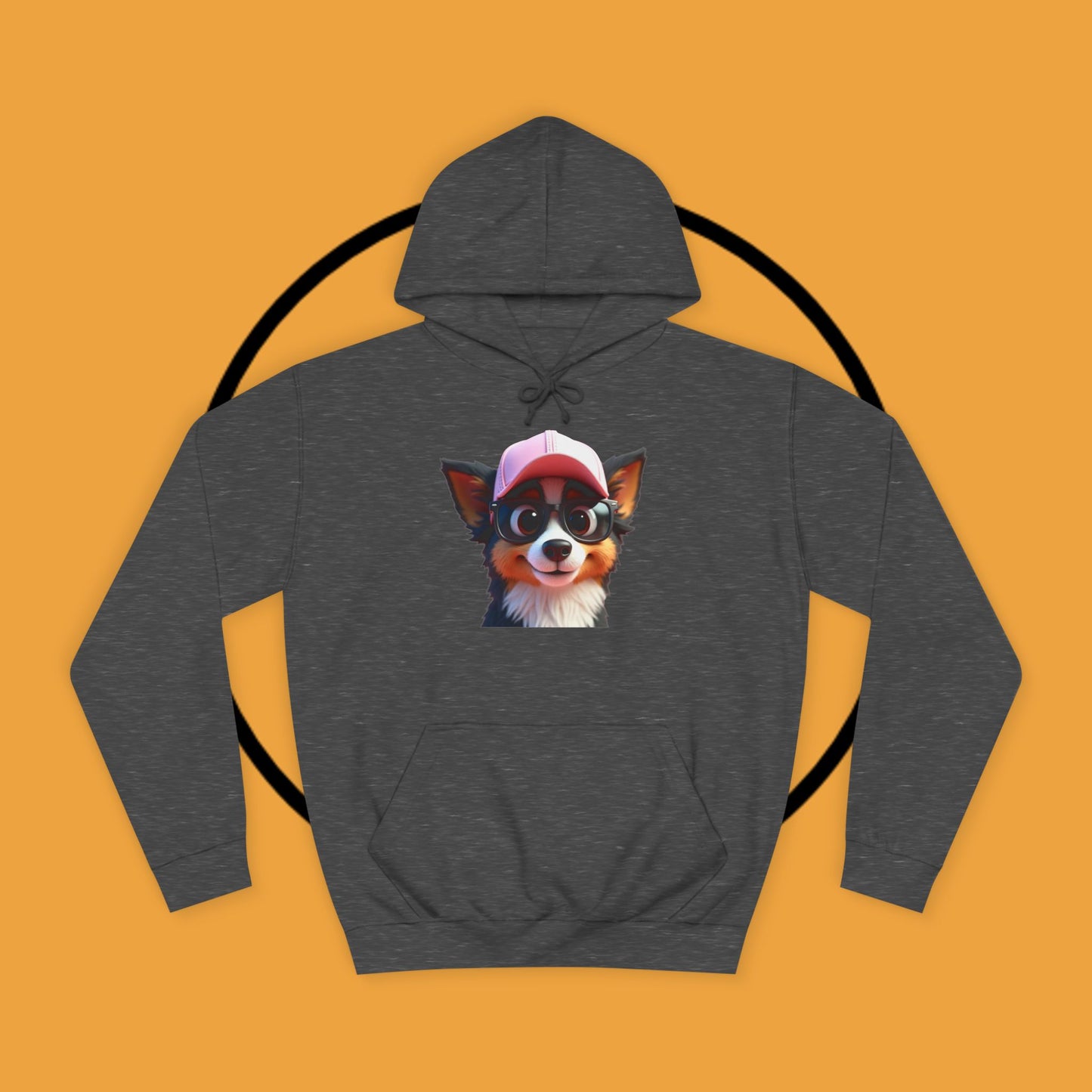 "Hipster Border Collie Puppy with Glasses & Cap Hoodie - Cute Trendy Dog Sweatshirt | Fun Design"