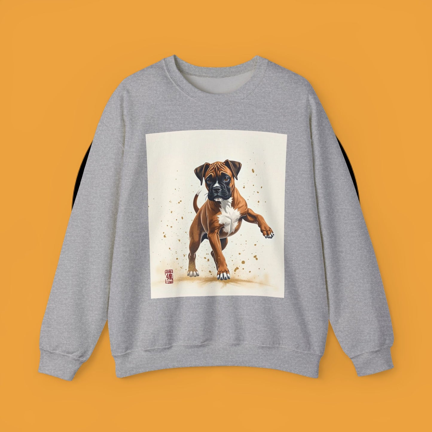 Running Boxer Puppy Crewneck Sweatshirt | Artistic Dog Lover Gift | Dynamic Movement Design