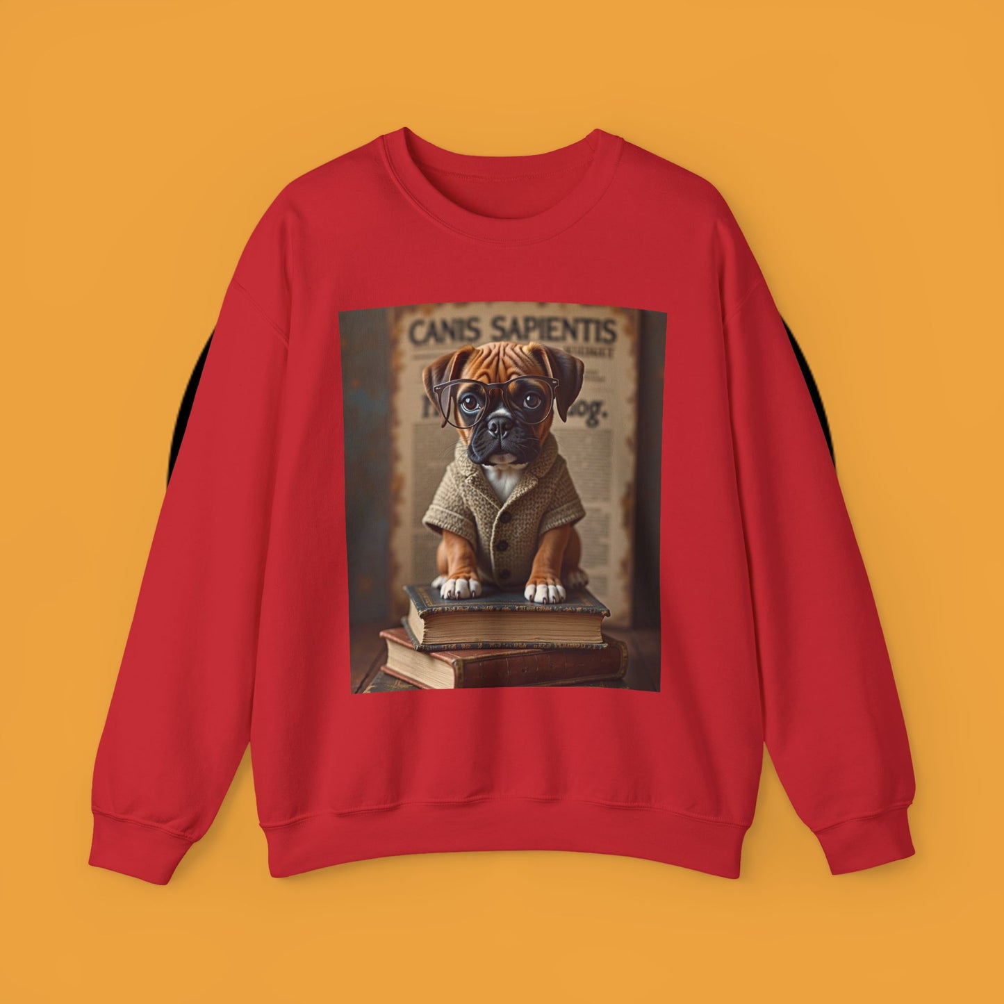 Professor Puppy Glasses Crewneck Sweatshirt - Scholarly Dog Design - Academic Pet Lover Gift