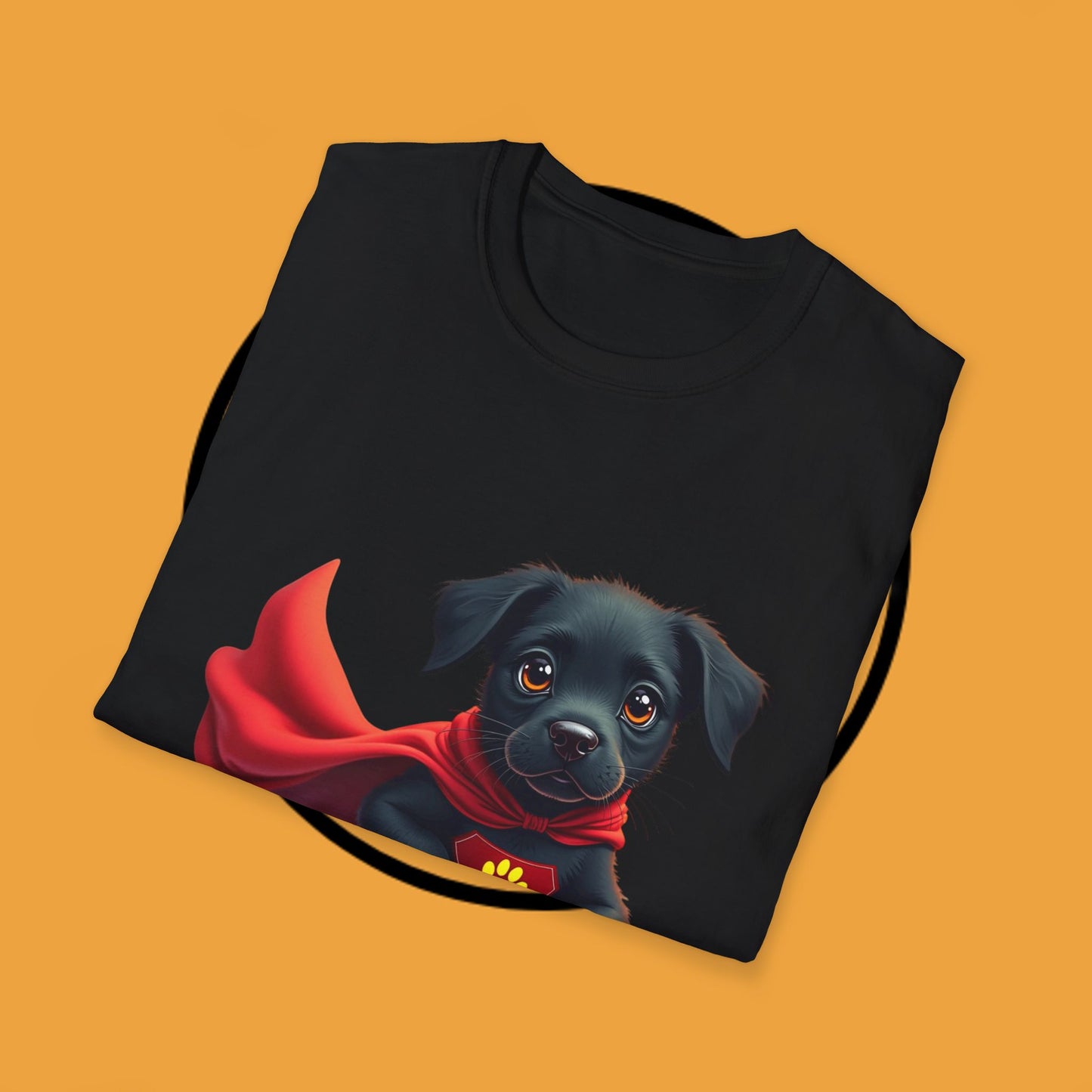 Superhero Retriever Puppy - Dog - Unisex T-Shirt Design Tiny Hero 🦸♂️ | Adorable Black Puppy Superhero T-Shirt for Canine Crusaders