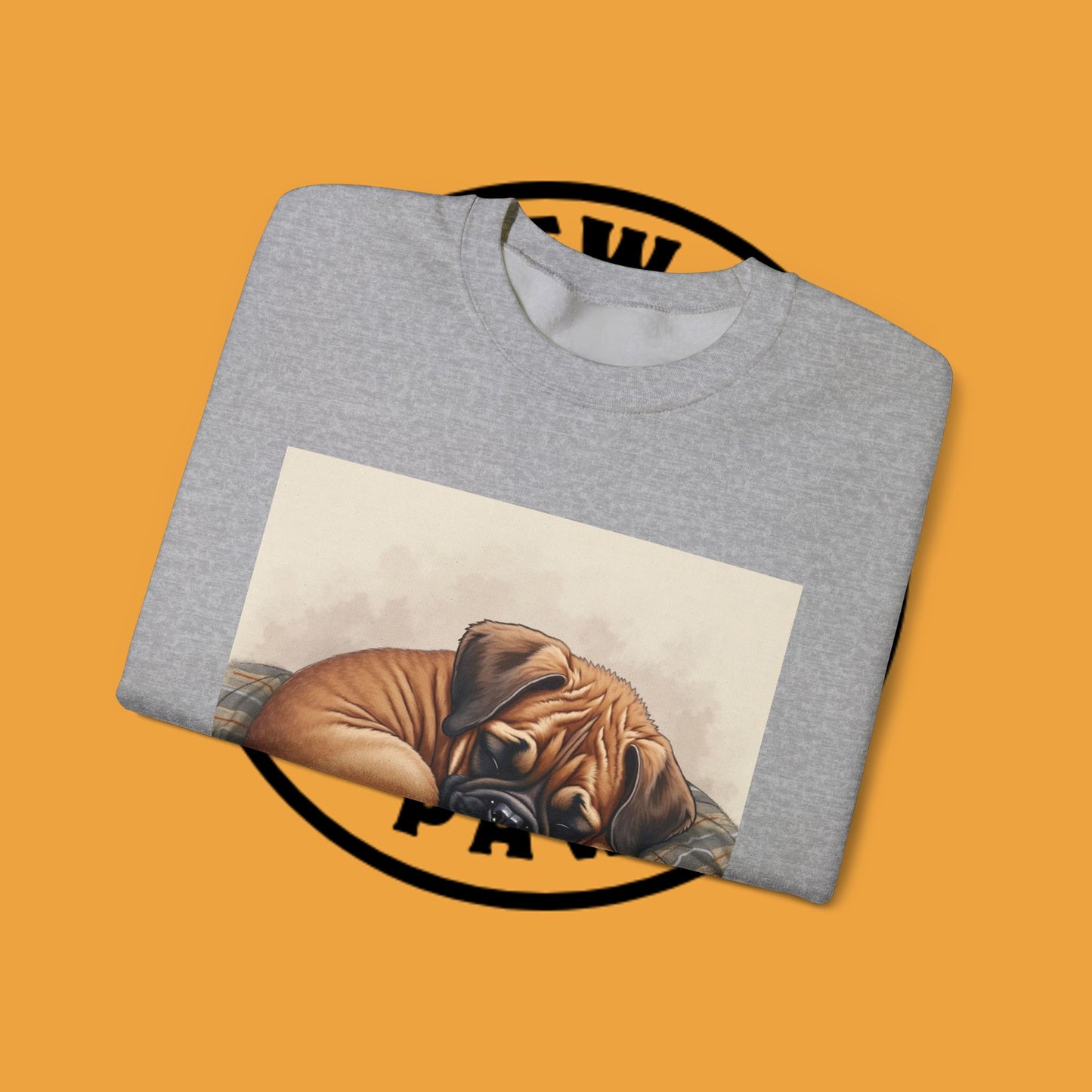 Sleeping Boxer Puppy Crewneck Sweatshirt - Cozy Dog Art Design - Comfort Wear for Pet Lovers