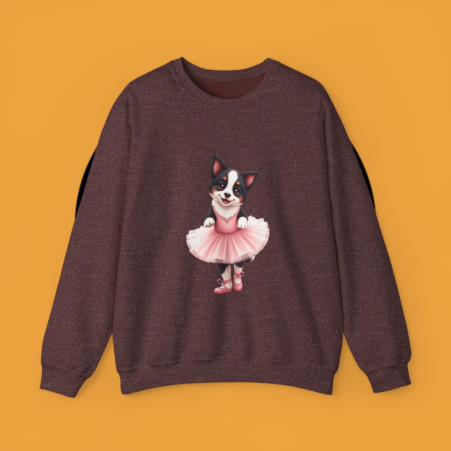 Cute Ballet Dog Crewneck Sweatshirt - Dancing Puppy in Pink Tutu Design | Kawaii Animal Lover Gift