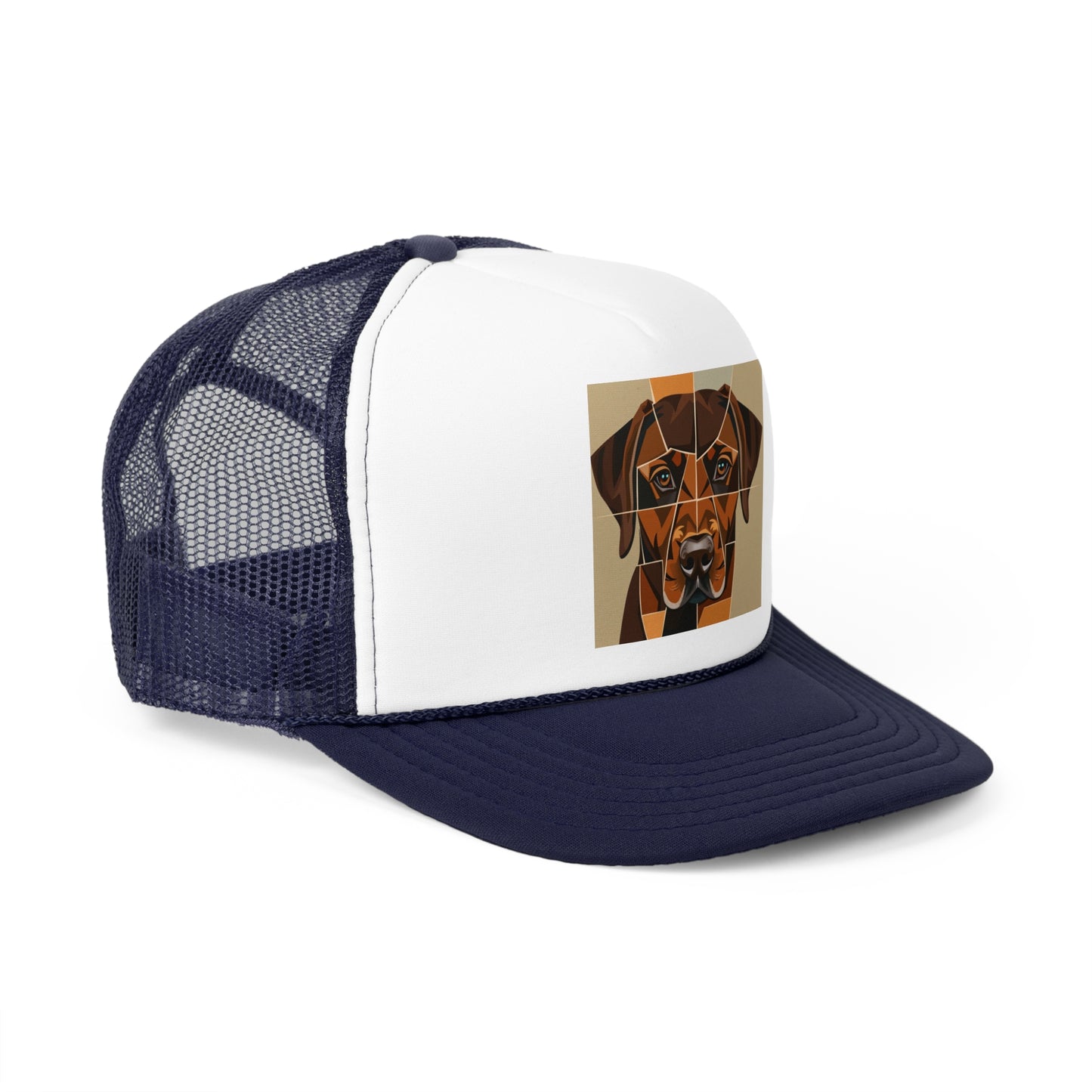 Geometric Dog Trucker Cap - Modern Low Poly Art Design - Unisex Minimalist Cap