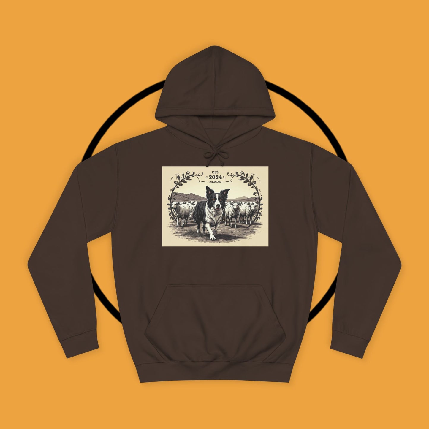 "Border Collie Sheep Herding Hoodie - Vintage Farm Life Est. 2024 Sweatshirt | Premium Pastoral Dog Design"