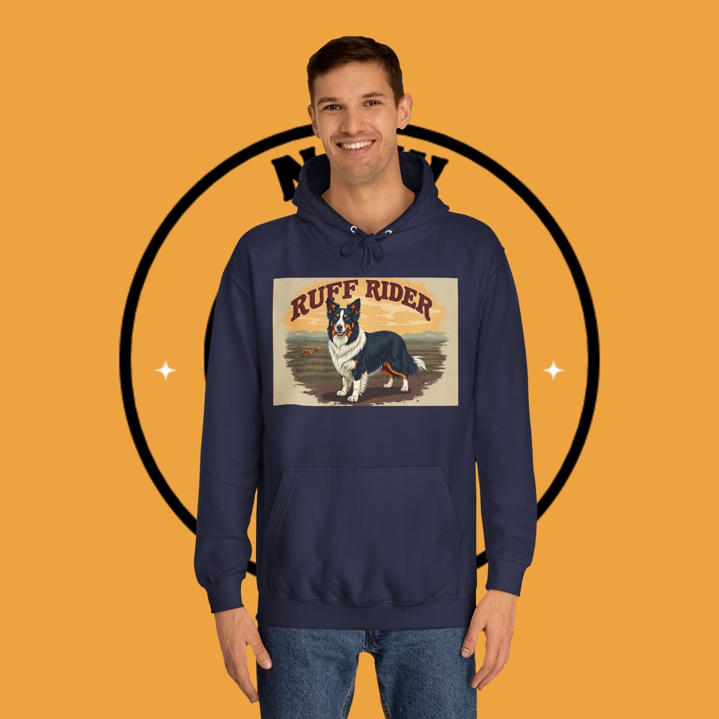"Ruff Rider Border Collie Hoodie - Vintage Western Dog Lover Sweatshirt | Premium Quality Comfort Wear"