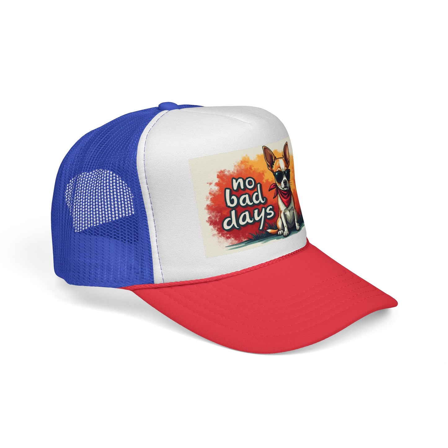 No Bad Days Chihuahua Trucker Hat - Cool Dog Sunglasses Cap | Positive Vibes Mesh Baseball Hat for Dog Lovers