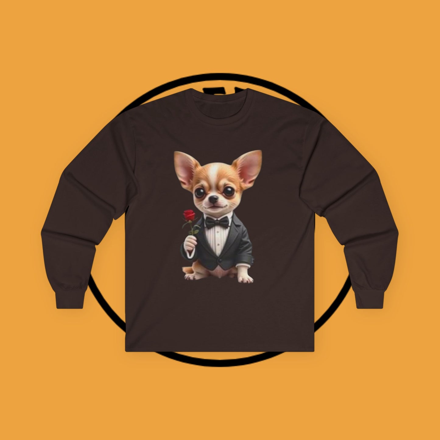 ๐น Gentleman Chihuahua Long Sleeve Tee - Dapper Dog in Tuxedo Design