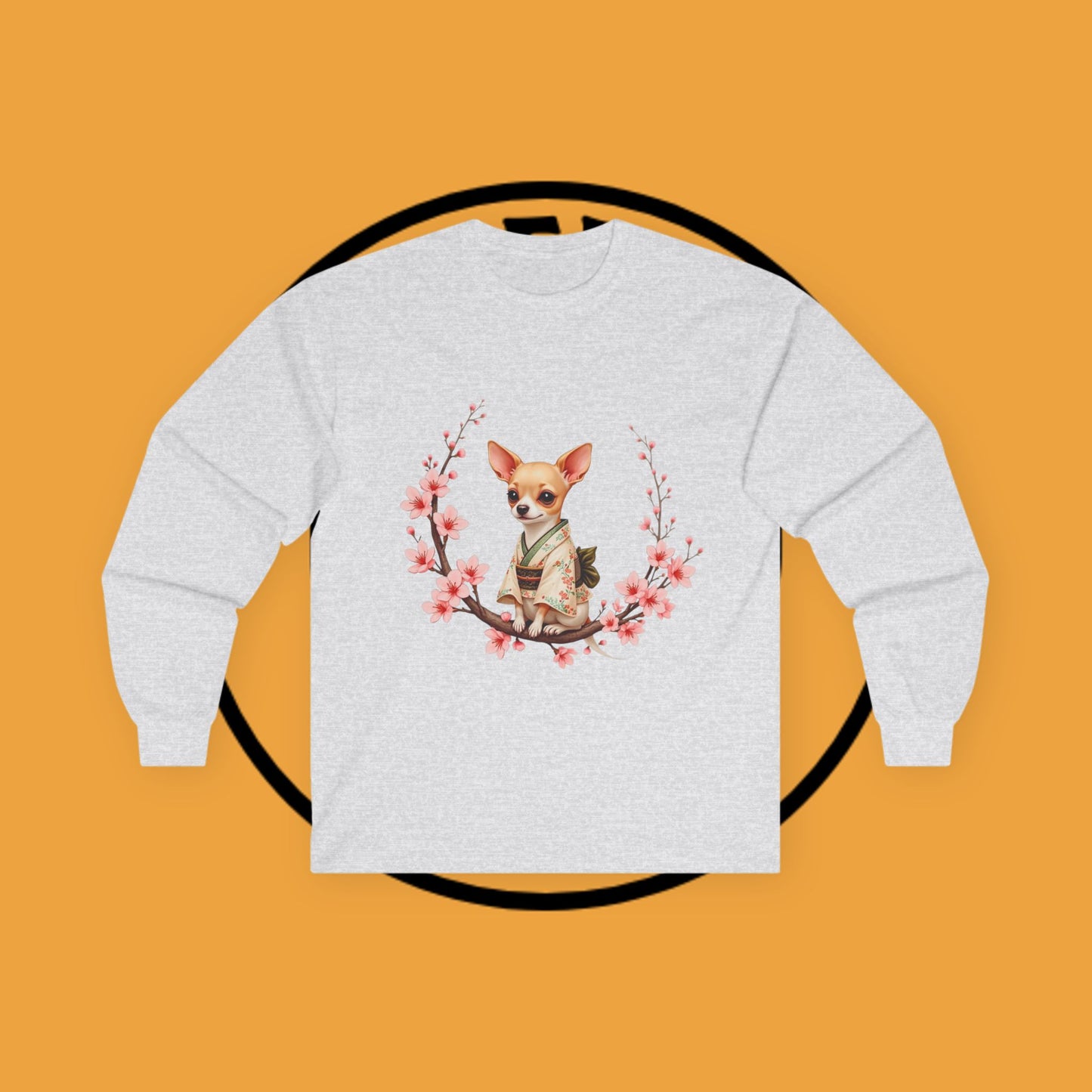 ๐ธ Sakura Chihuahua Kimono Long Sleeve Tee - Japanese Cherry Blossom Design