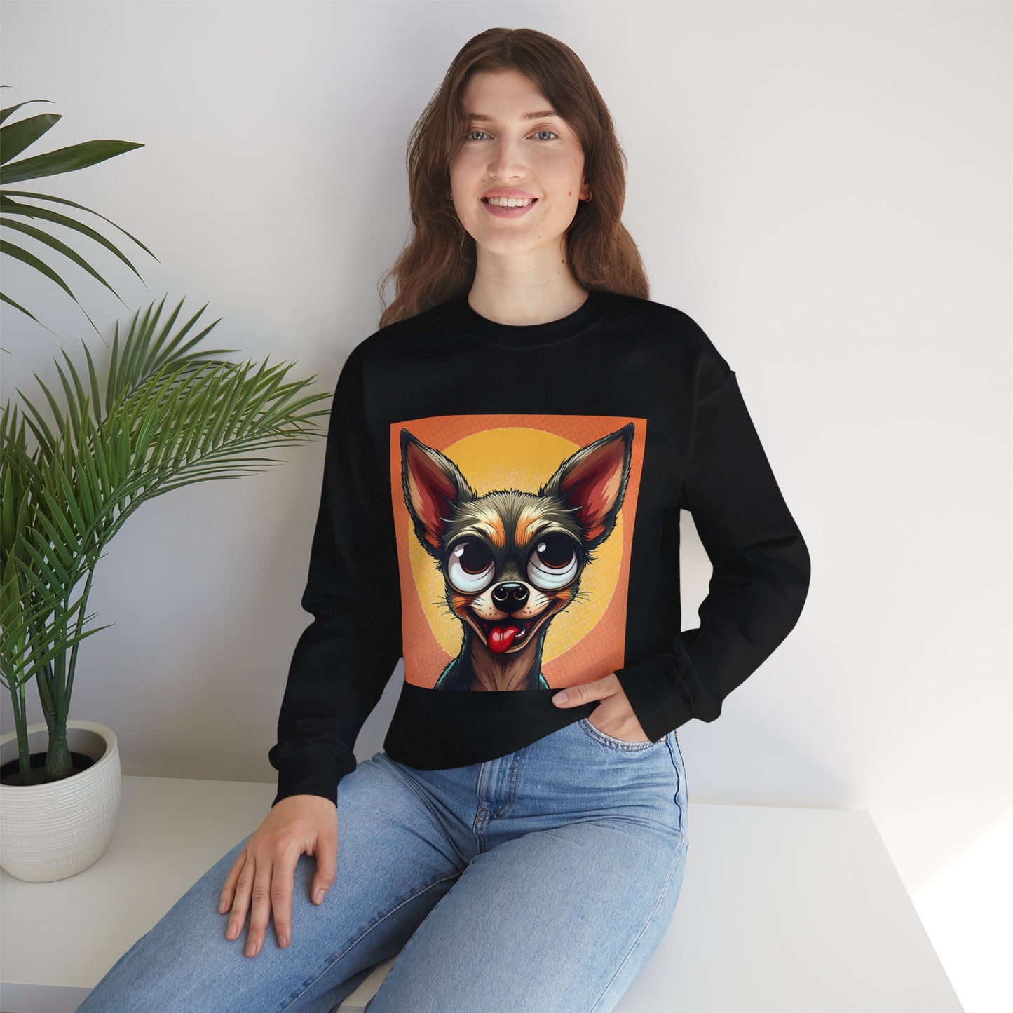 Cute Chihuahua Crewneck Sweatshirt - Funny Dog Lover Gift | Adorable Pet Portrait Pullover