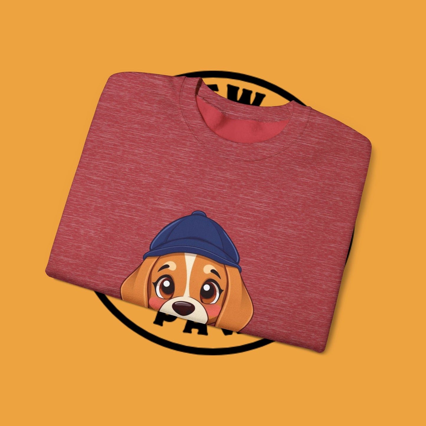 Beagle Puppy Crewneck Sweatshirt with Hat - Adorable Kawaii Dog Design