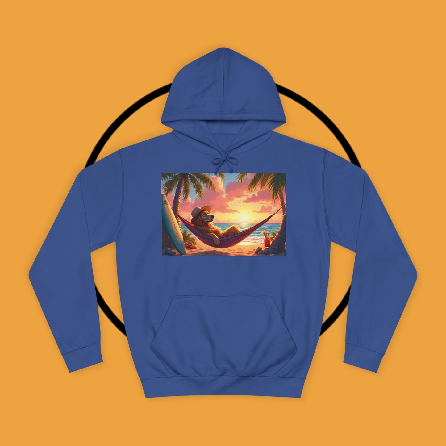 Beachside Bliss Golden Retriever Hammock Hoodie - Unisex Hoodies