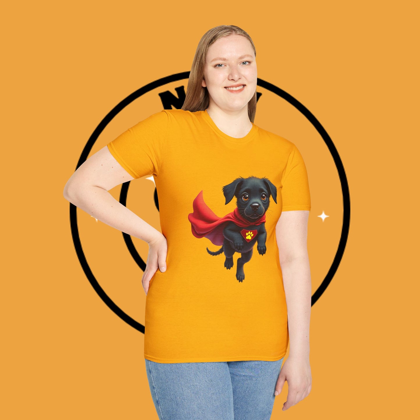 Superhero Retriever Puppy - Dog - Unisex T-Shirt Design Tiny Hero 🦸♂️ | Adorable Black Puppy Superhero T-Shirt for Canine Crusaders