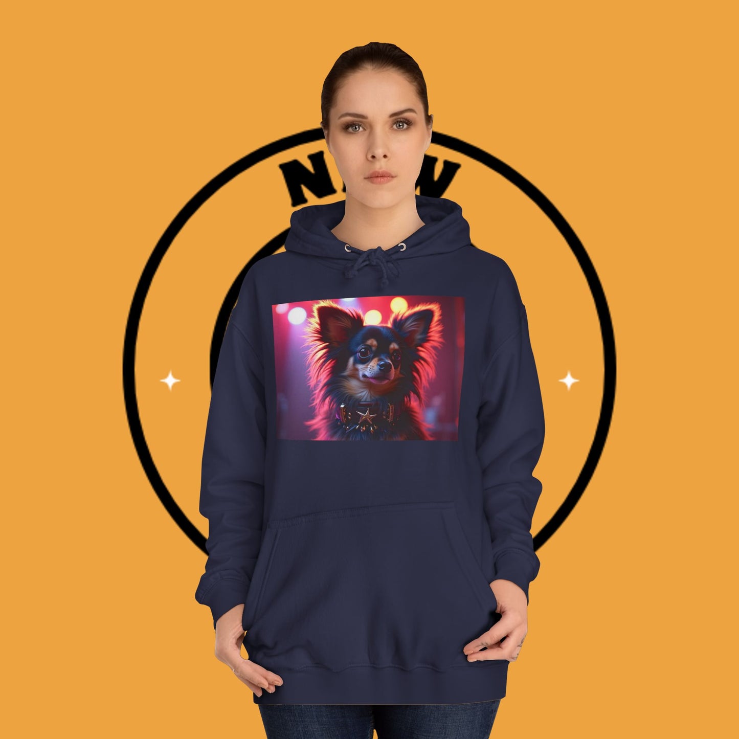 Glamorous Long-Haired Chihuahua Hoodie - Luxury Dog Portrait Pullover