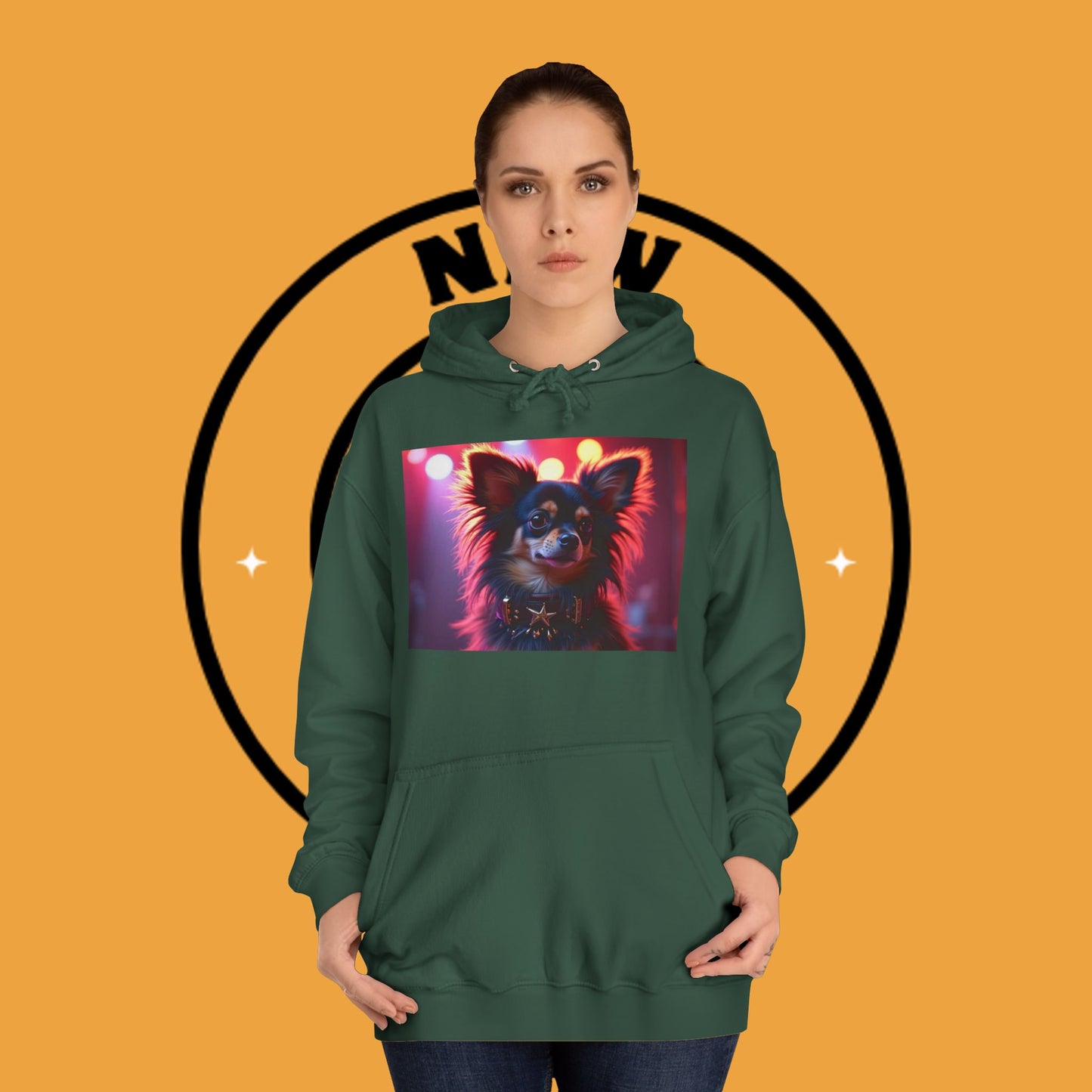 Glamorous Long-Haired Chihuahua Hoodie - Luxury Dog Portrait Pullover