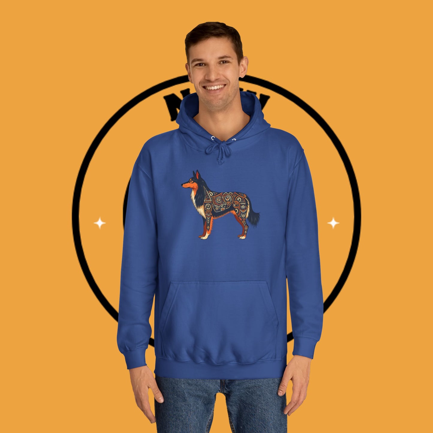 "Tribal Border Collie Mandala Hoodie - Sacred Geometry Dog Art Sweatshirt | Spiritual Celtic Design"