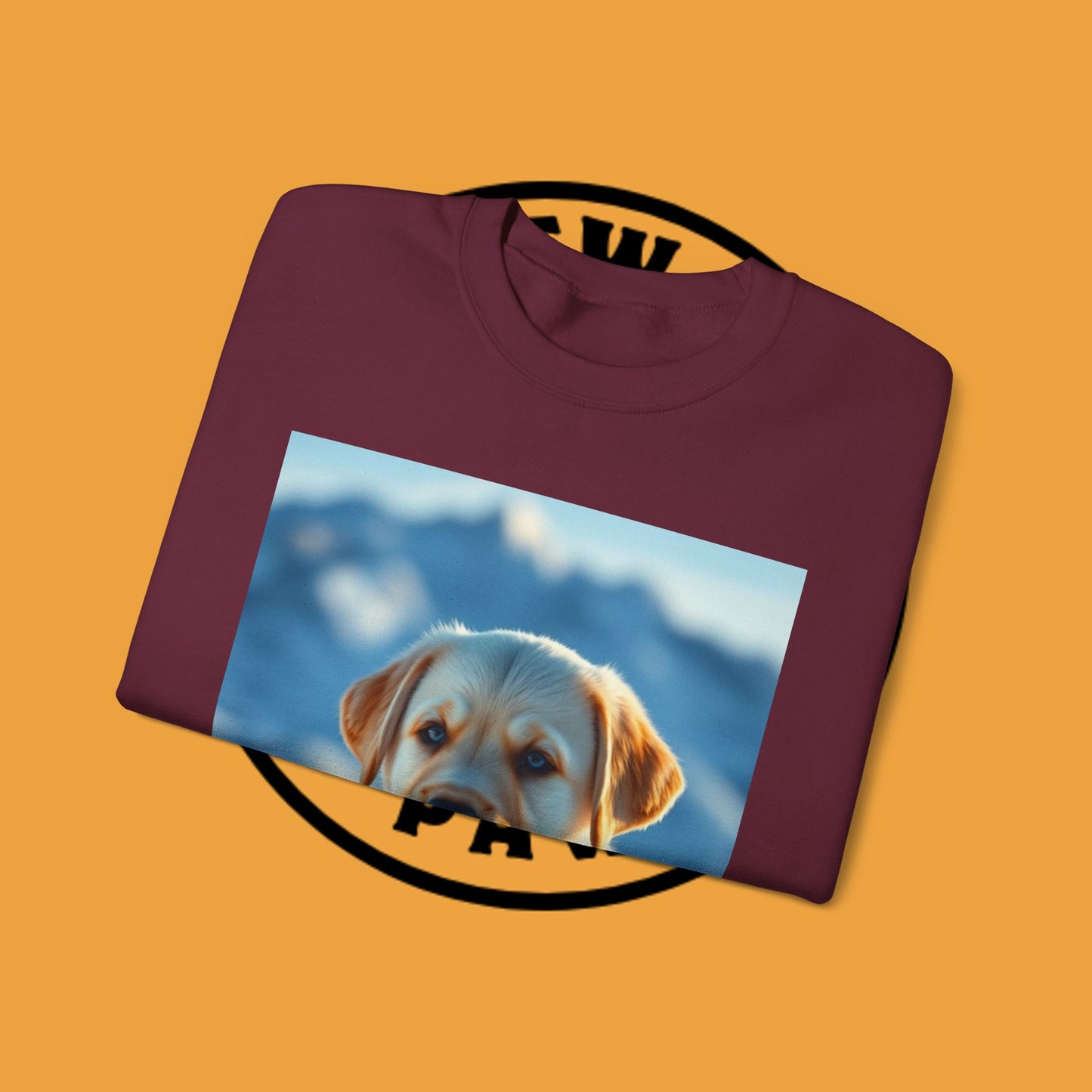 Crewneck Sweatshirt - Cute Labrador Puppy with Blue Eyes - Adorable Dog Portrait in Snow