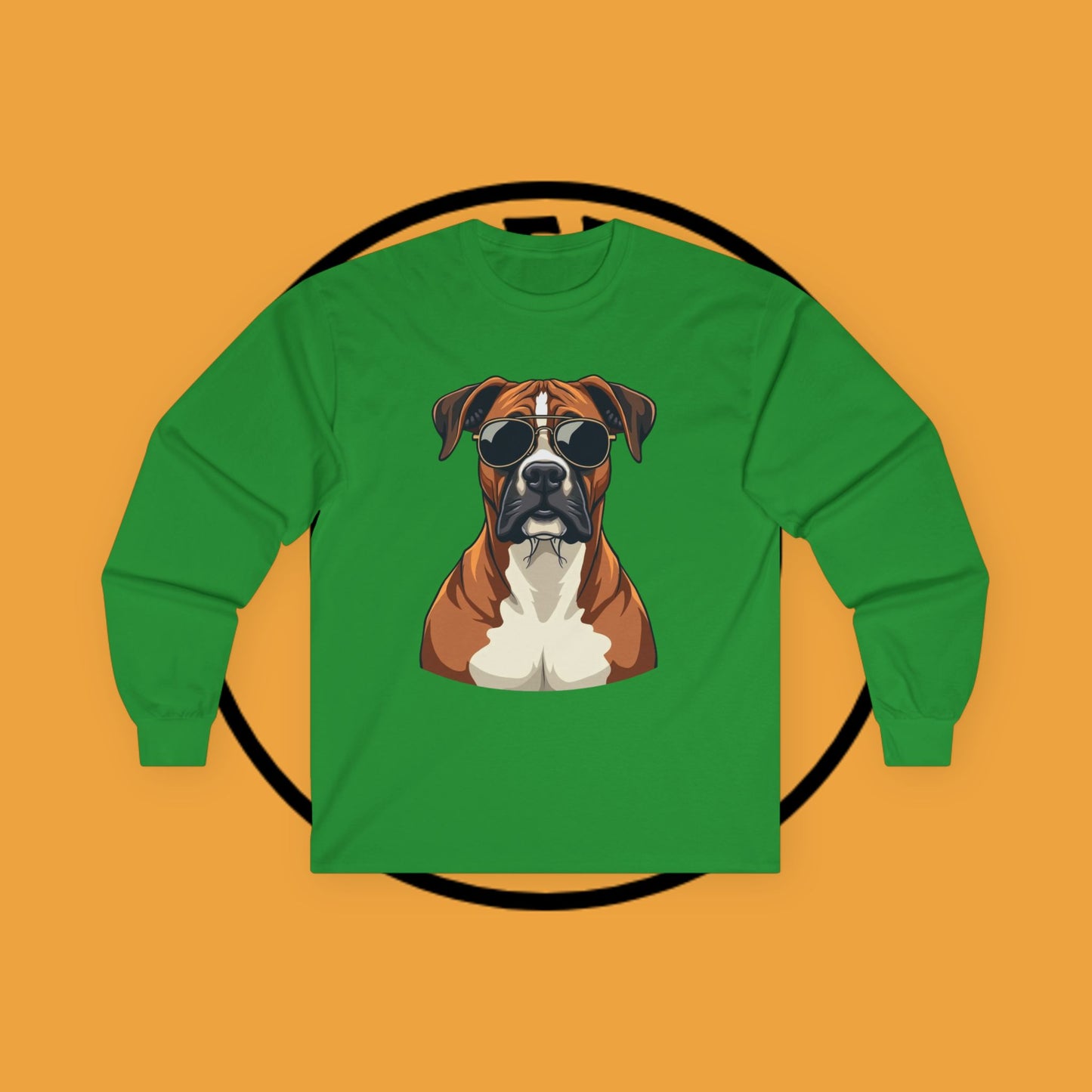 Cool Boxer Dog with Sunglasses Long Sleeve T-Shirt - Funny Aviator Style Design