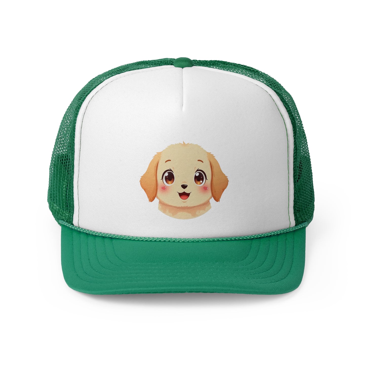 Kawaii Golden Puppy Trucker Cap - Super Cute Chibi Anime Design - Unisex Cute Cap