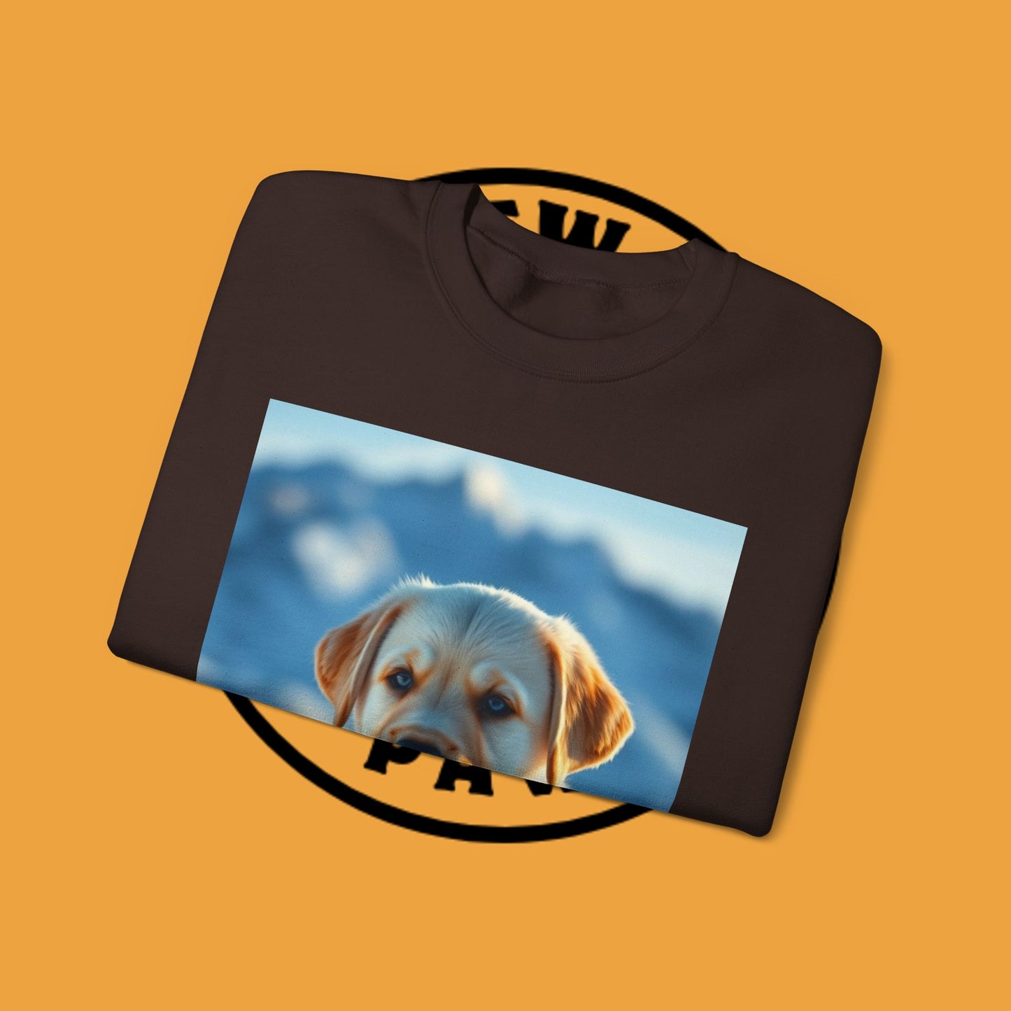 Crewneck Sweatshirt - Cute Labrador Puppy with Blue Eyes - Adorable Dog Portrait in Snow