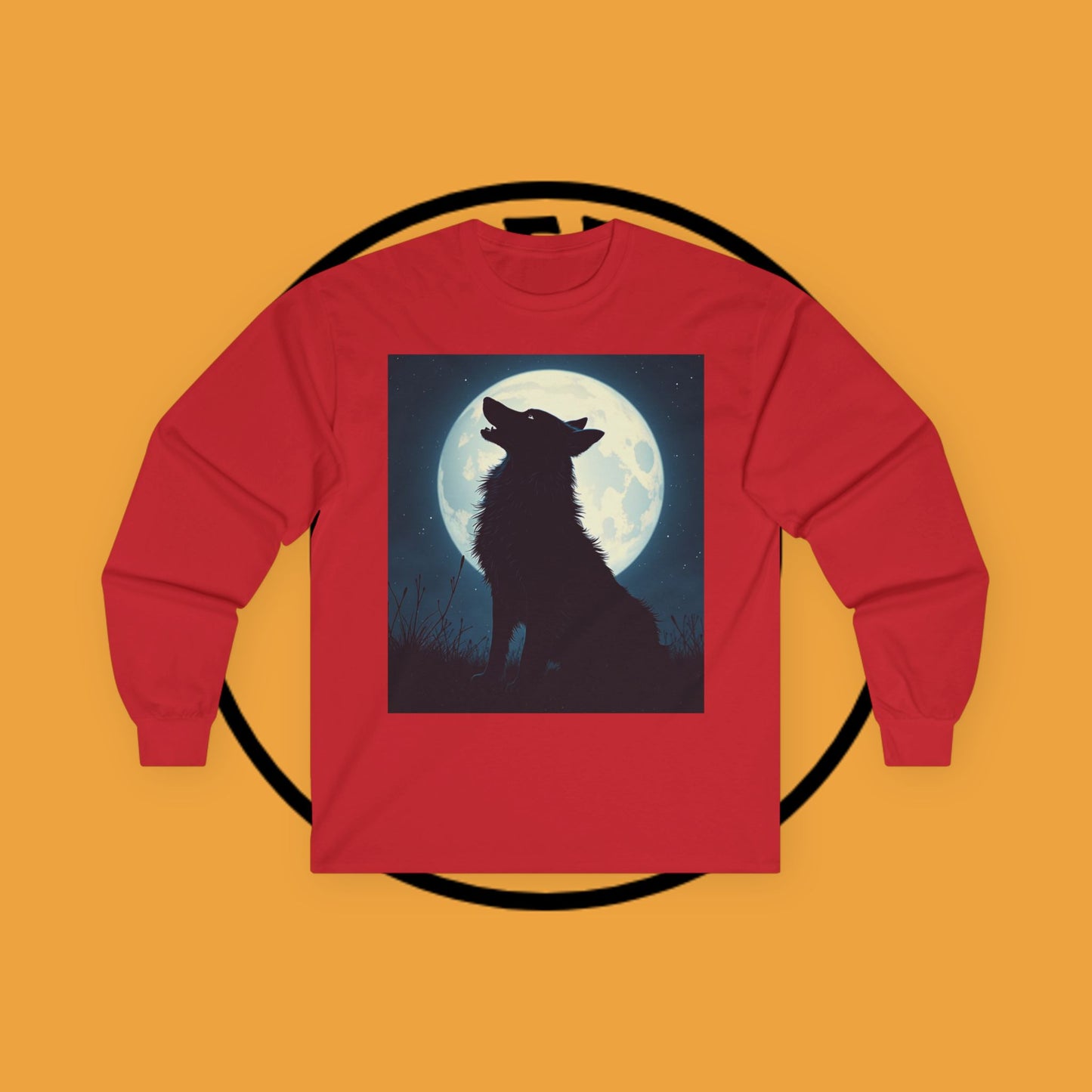 Moonlight Border Collie Long Sleeve Tee - Howling Dog Silhouette Shirt | Mystical Pet Apparel