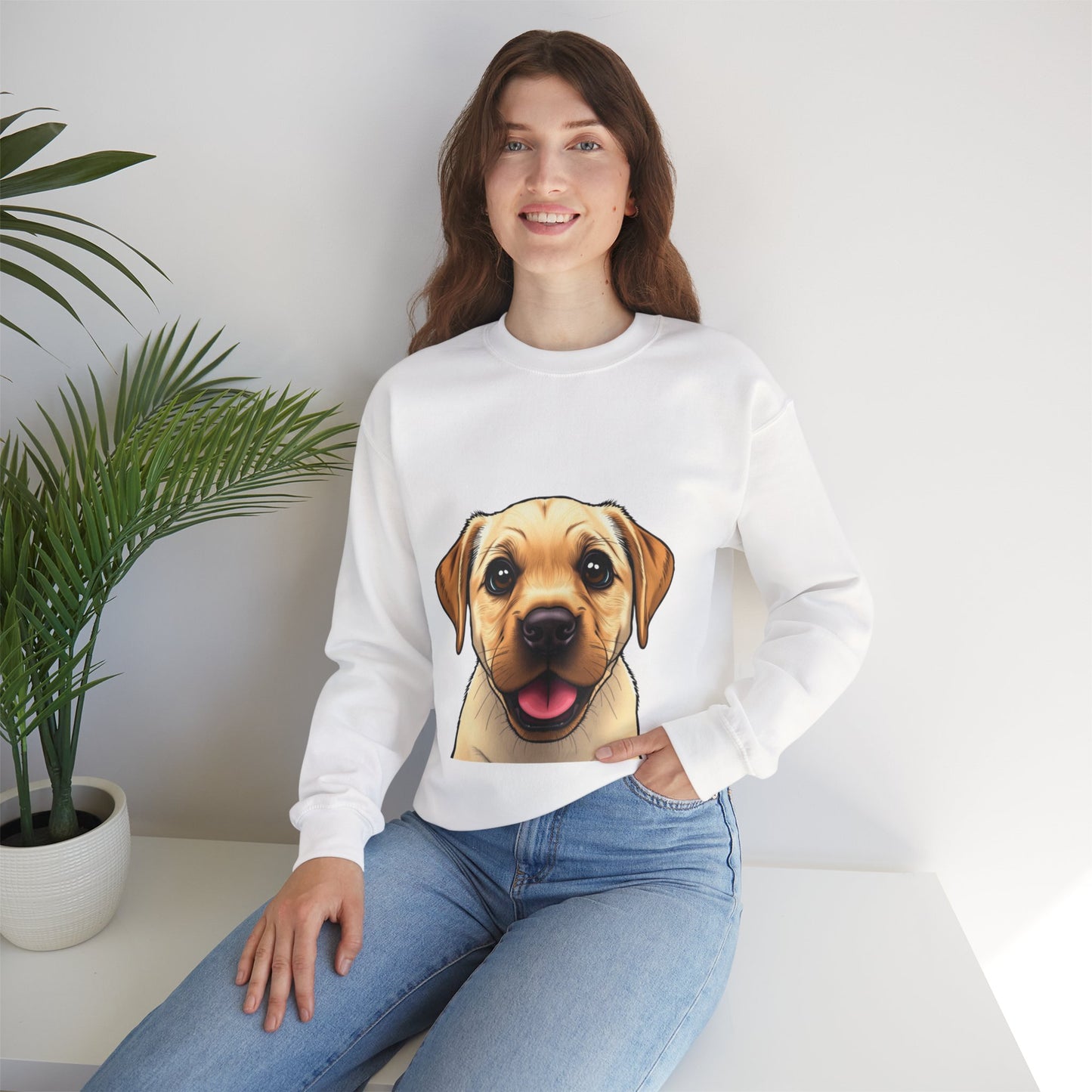 Labrador Puppy Crewneck Sweatshirt - Cartoon Dog Digital Art
