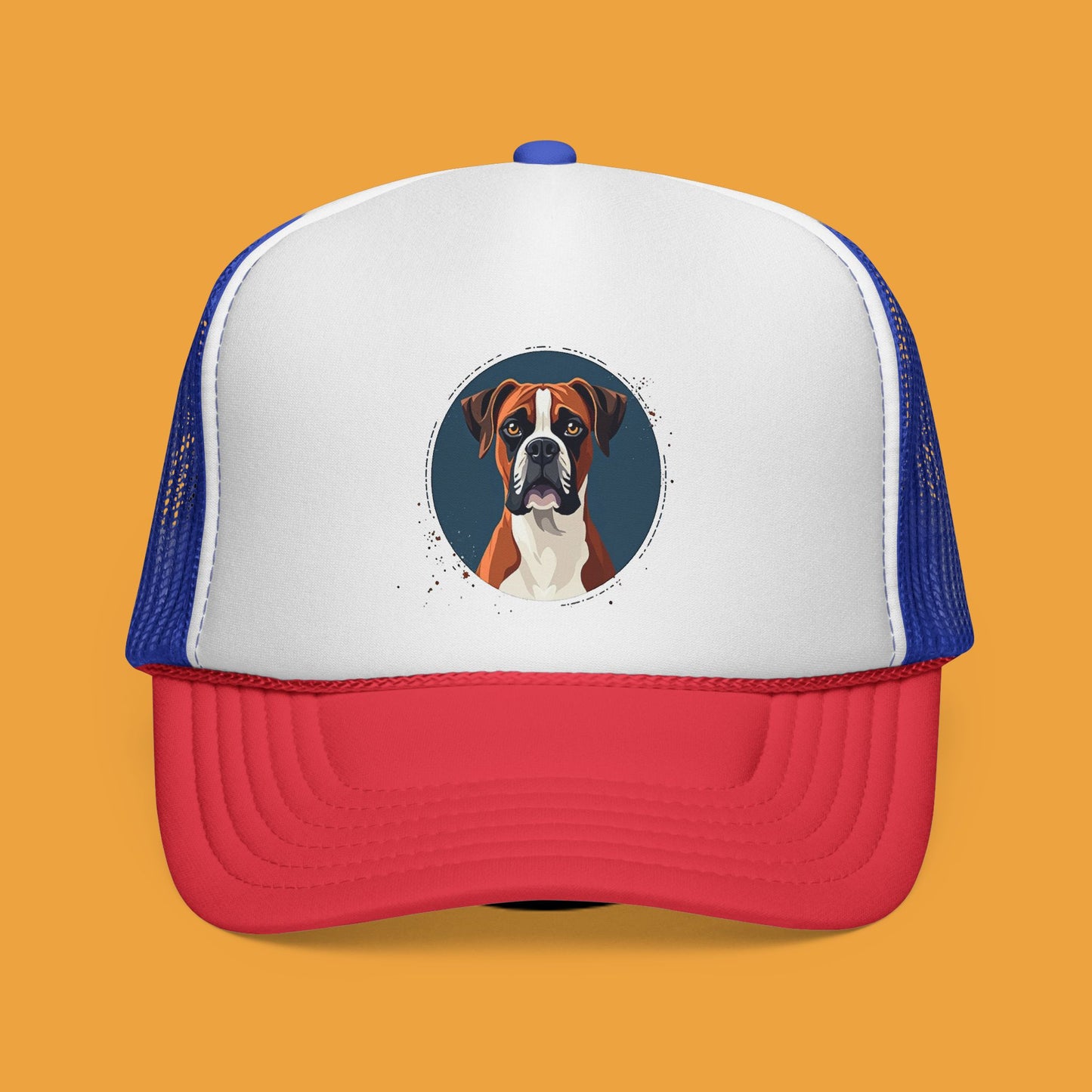 Premium Boxer Dog Trucker Hat - Artistic Pet Portrait Cap