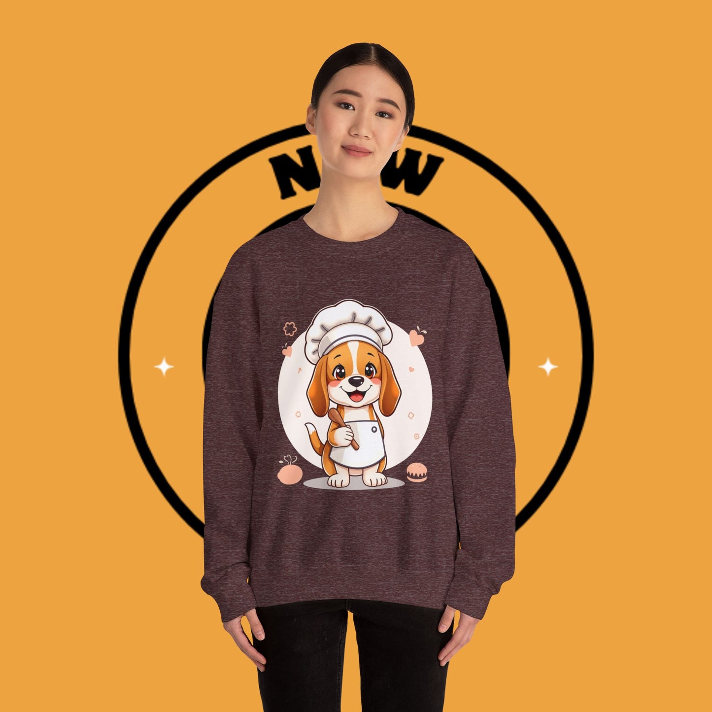 Chef Dog Crewneck Sweatshirt - Kawaii Beagle Design with Chef Hat