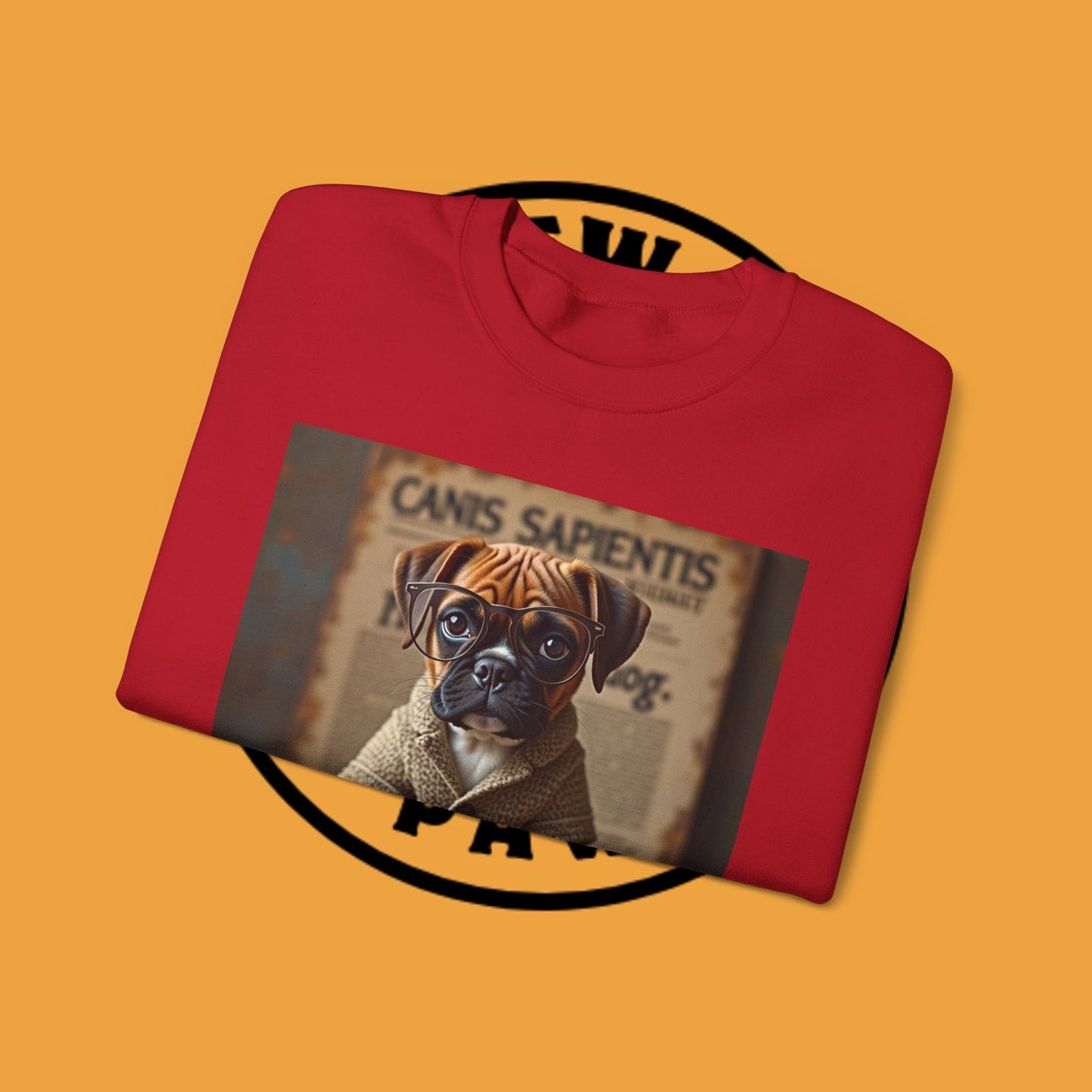 Professor Puppy Glasses Crewneck Sweatshirt - Scholarly Dog Design - Academic Pet Lover Gift