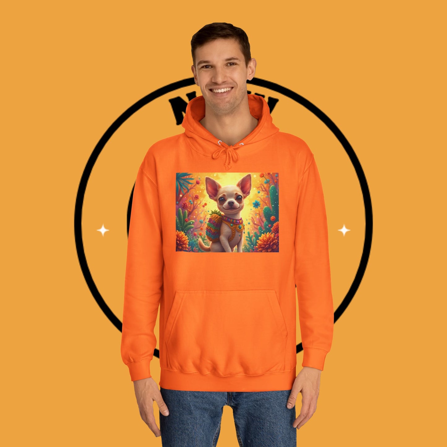 "Mexican Fiesta Chihuahua Hoodie | Day of Dead Dog Art | Colorful Desert Cactus Design | Cinco de Mayo Gift"