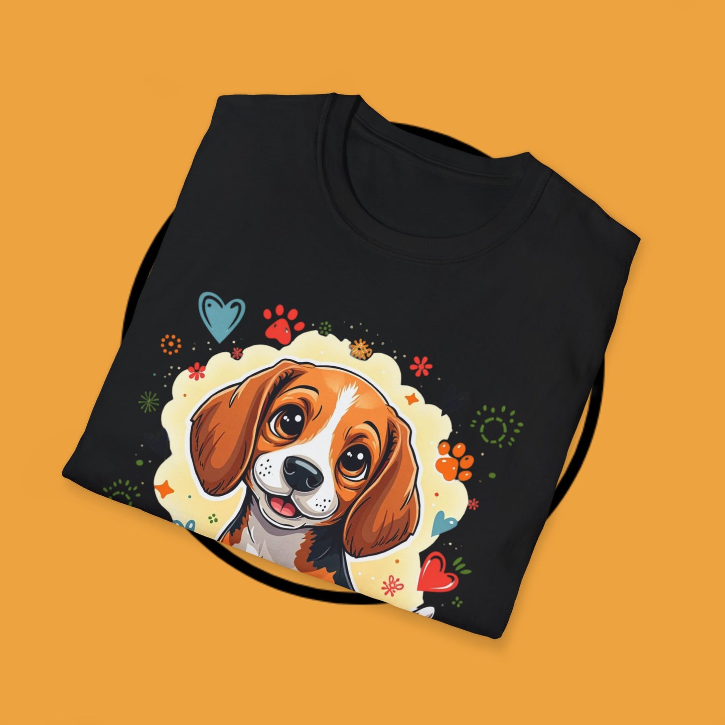 Adorable Beagle Puppy with Hearts & Paws T-Shirt - Cute Dog Love Design Graphic Tee
