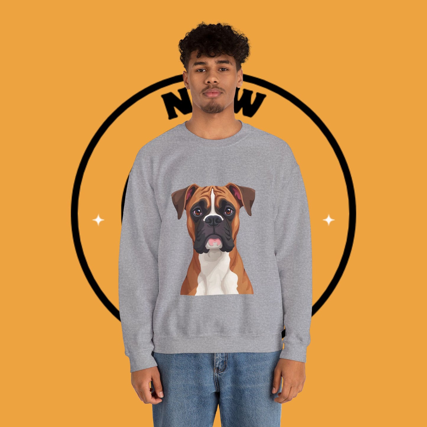 Classic Boxer Dog Portrait Crewneck Sweatshirt | Elegant Dog Lover Gift | Minimalist Boxer Art