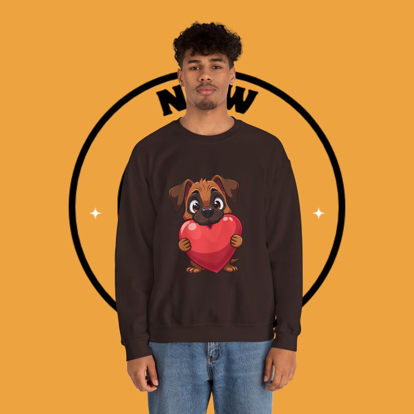 Adorable Puppy Love Heart Crewneck Sweatshirt - Perfect Gift for Dog Lovers
