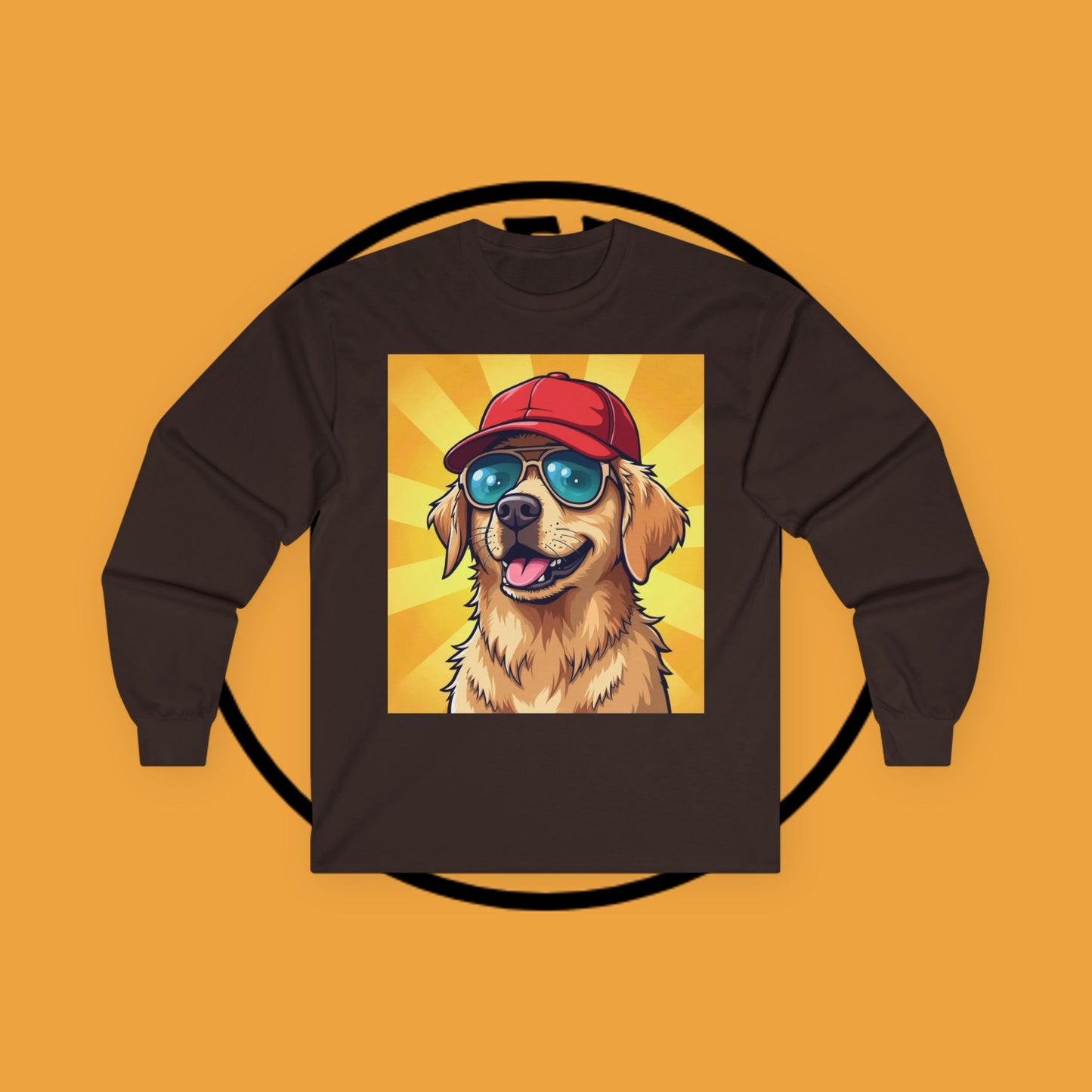Cool Dog with Cap and Glasses - Golden Retriever Swag Urban Style - Funny Design for Casual Look - Long Sleeve T-Shirt for Sun Lovers ππΎ