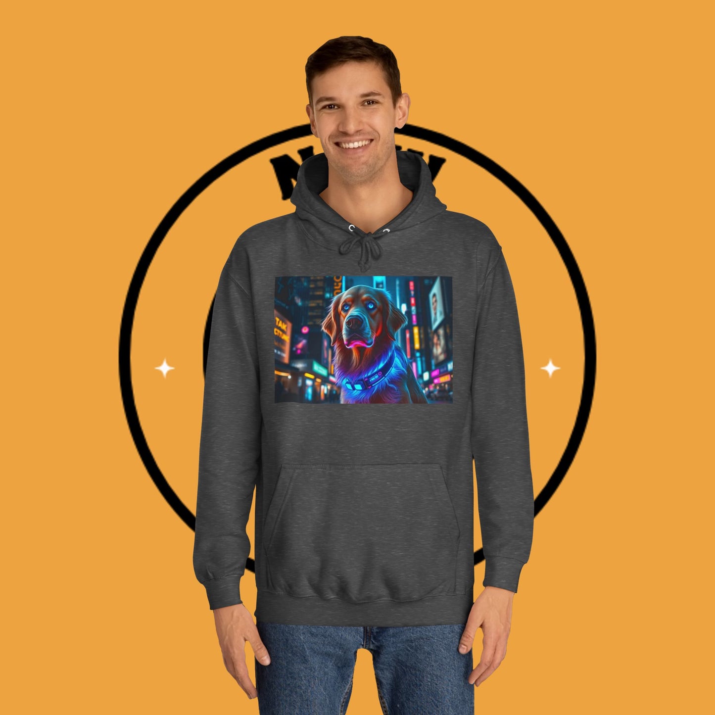Neon City Lights – Futuristic Urban Dog Hoodie - Unisex Hoodies
