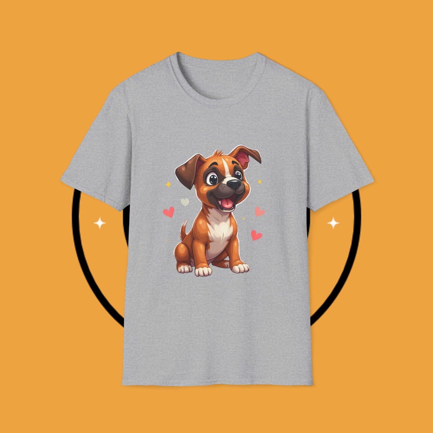 Cute Boxer Puppy Love T-Shirt - Happy Dog Heart Design Tee for Dog Lovers