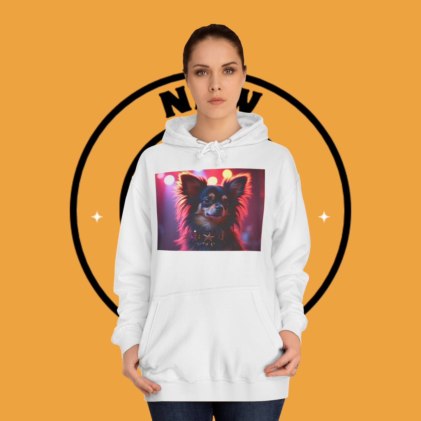 Glamorous Long-Haired Chihuahua Hoodie - Luxury Dog Portrait Pullover