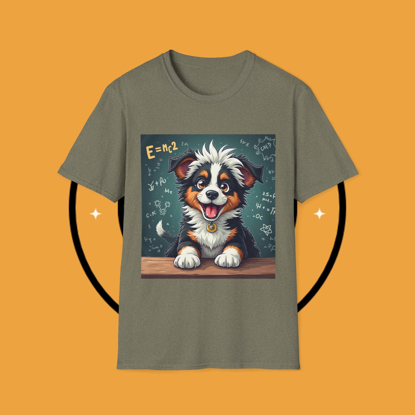 "Einstein Border Collie - Genius Puppy Professor" - Educational Dog T-Shirt - Smart Border Collie Science T-Shirt - Genius Puppy Professor Math Physics Tee | Educational Dog Gift