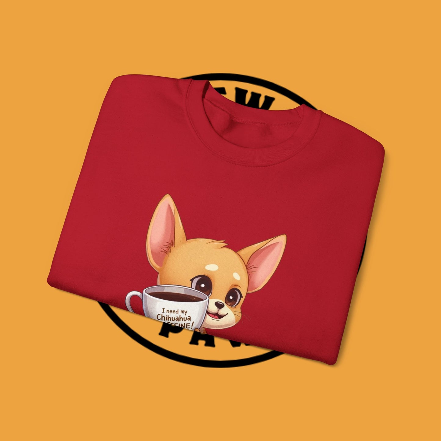 Coffee Chihuahua Sweatshirt - "I Need My Chihuahua Caffeine" Funny Dog Coffee Lover Gift