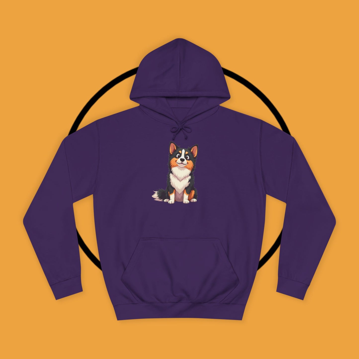 "Cute Tricolor Puppy Hoodie - Adorable Cartoon Dog Design | Kawaii Animal Streetwear for Dog Lovers"