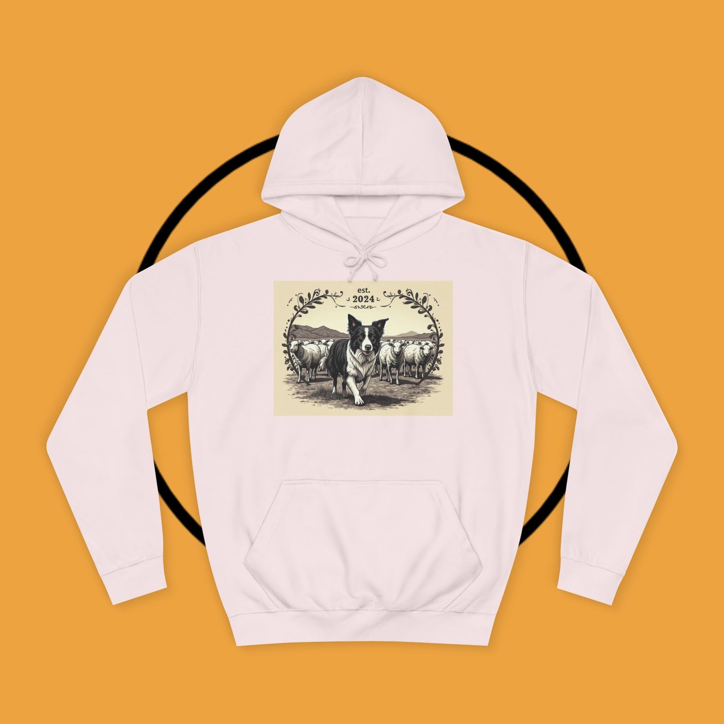 "Border Collie Sheep Herding Hoodie - Vintage Farm Life Est. 2024 Sweatshirt | Premium Pastoral Dog Design"