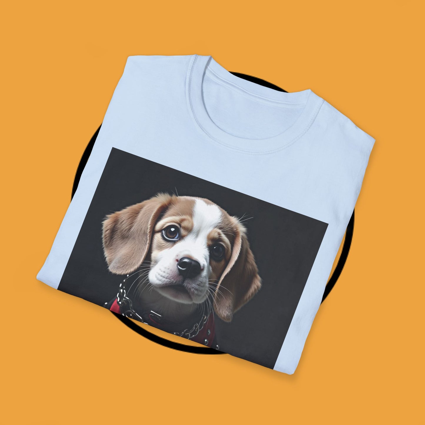 Tough Beagle Puppy T-Shirt - Rebel Dog with Leather Harness Design | Edgy Pet Lover Biker Style Tee