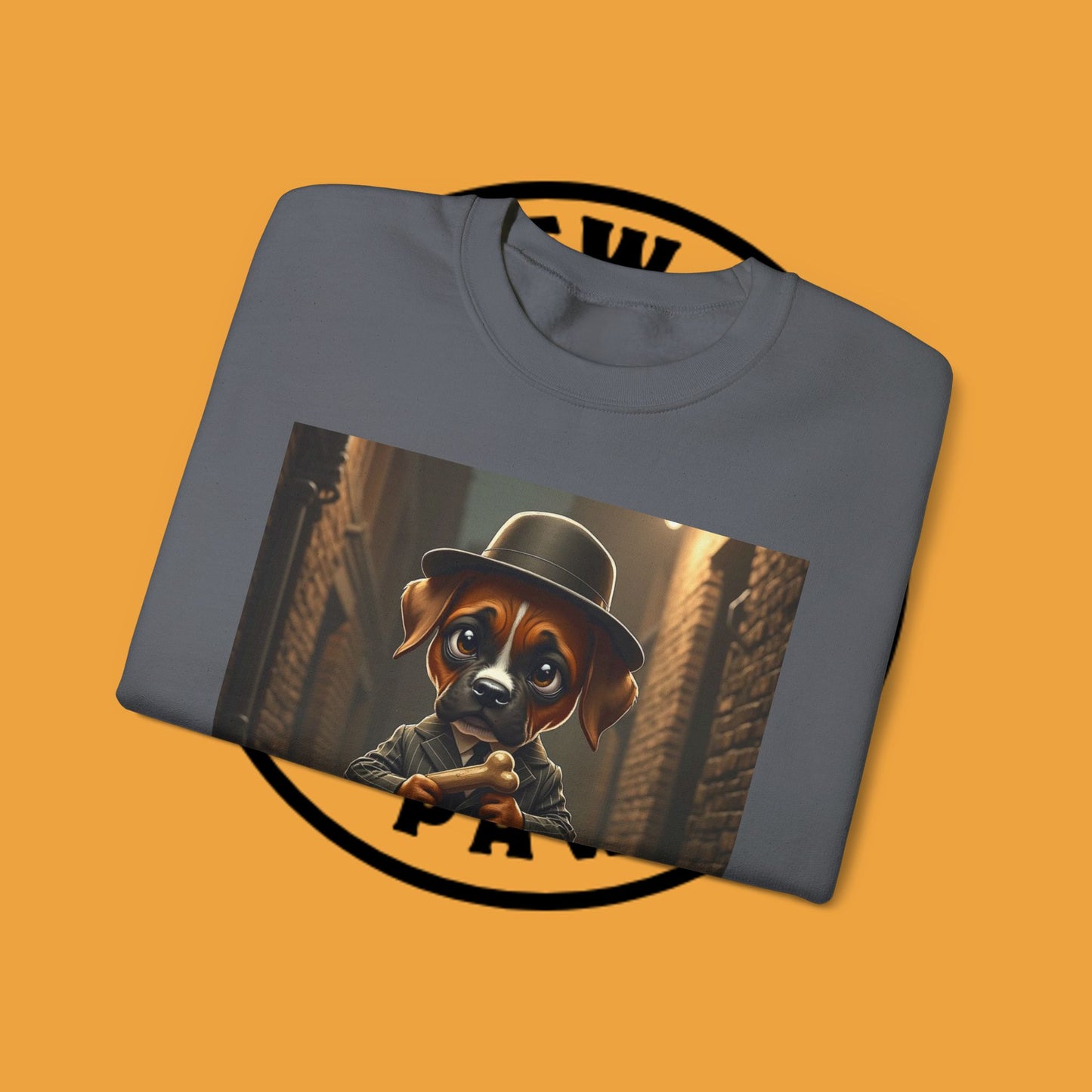 Gangster Puppy Fedora Crewneck Sweatshirt - Vintage Dog Boss Design - Retro Pet Lover Style