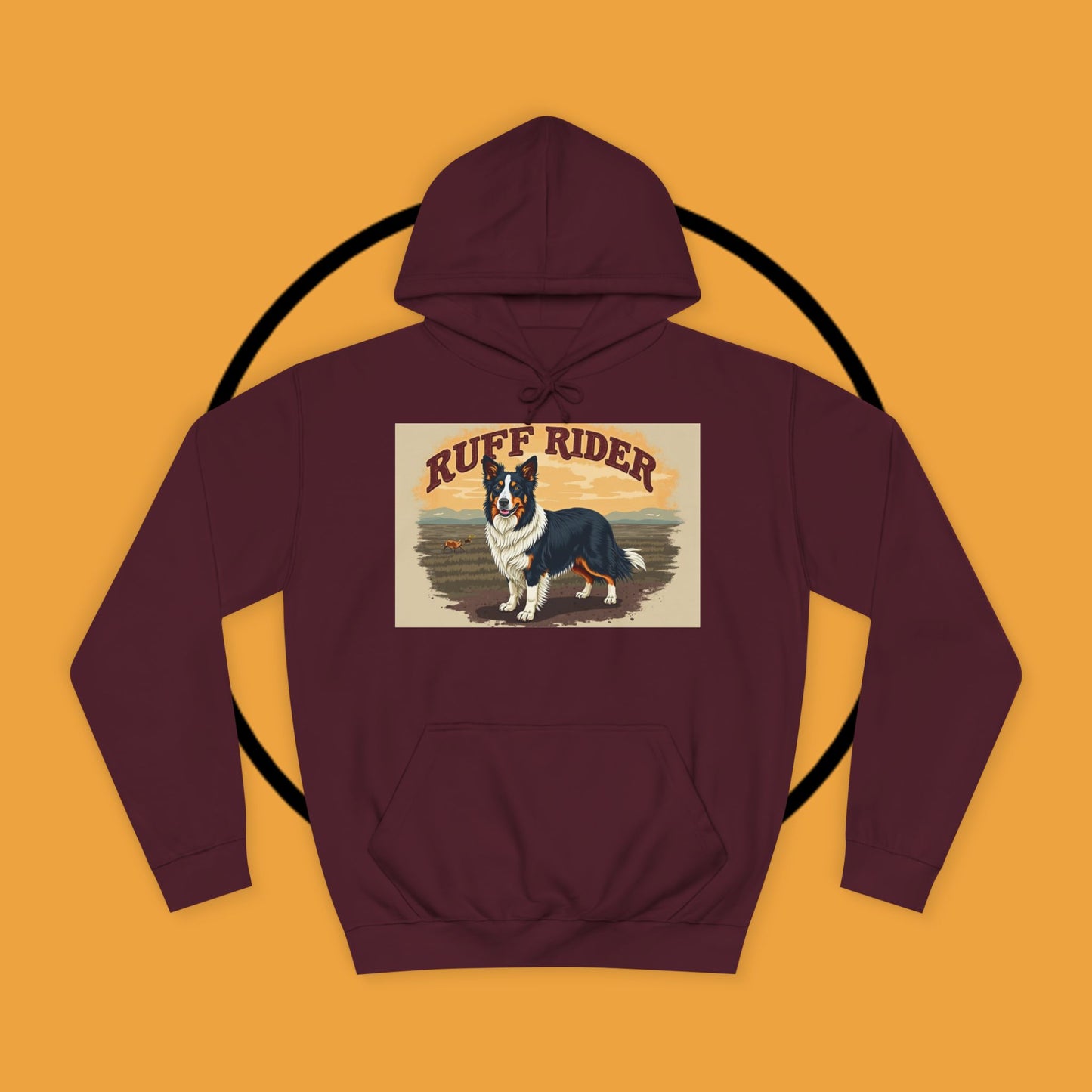 "Ruff Rider Border Collie Hoodie - Vintage Western Dog Lover Sweatshirt | Premium Quality Comfort Wear"