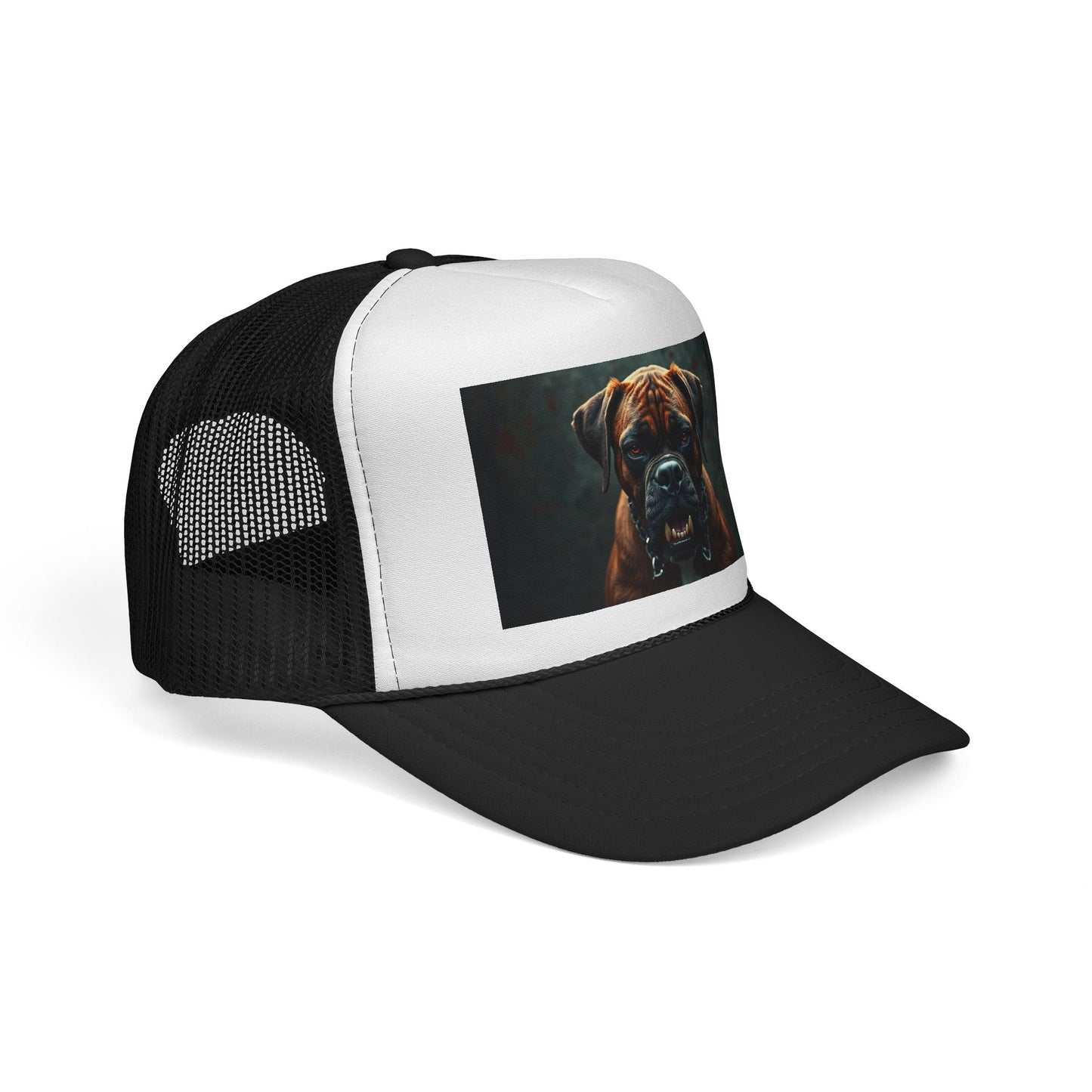 "Alpha Boxer Dog Trucker Cap - Fierce Guardian Design | Realistic Portrait Snapback Hat | Protective Breed Baseball Cap"