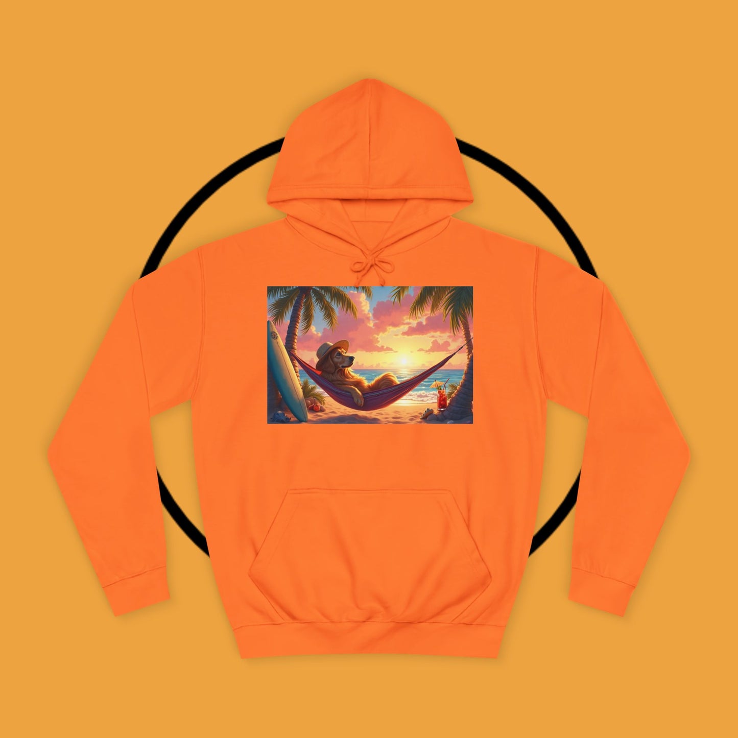 Beachside Bliss Golden Retriever Hammock Hoodie - Unisex Hoodies